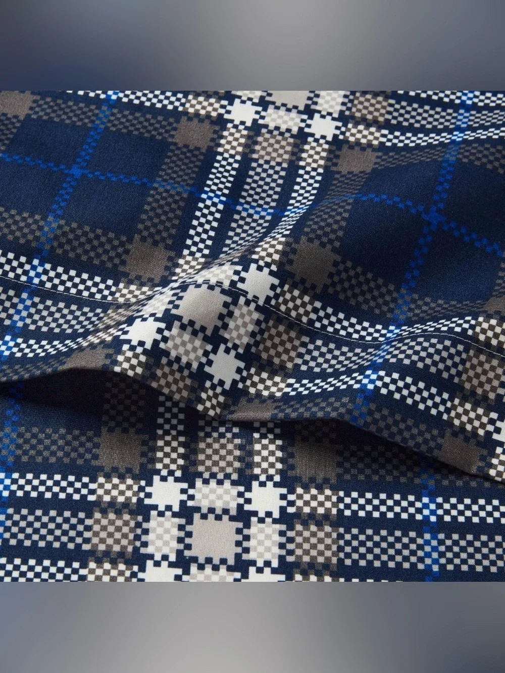 Twin XL Microfiber Sheet Set Blue/White Checkered Striped Room Essentials NWT